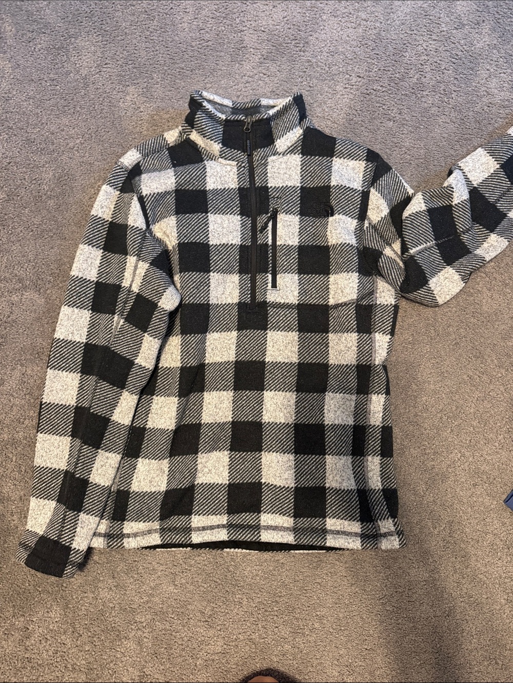 The North Face Black & White Check Quarter-Zip Sweater